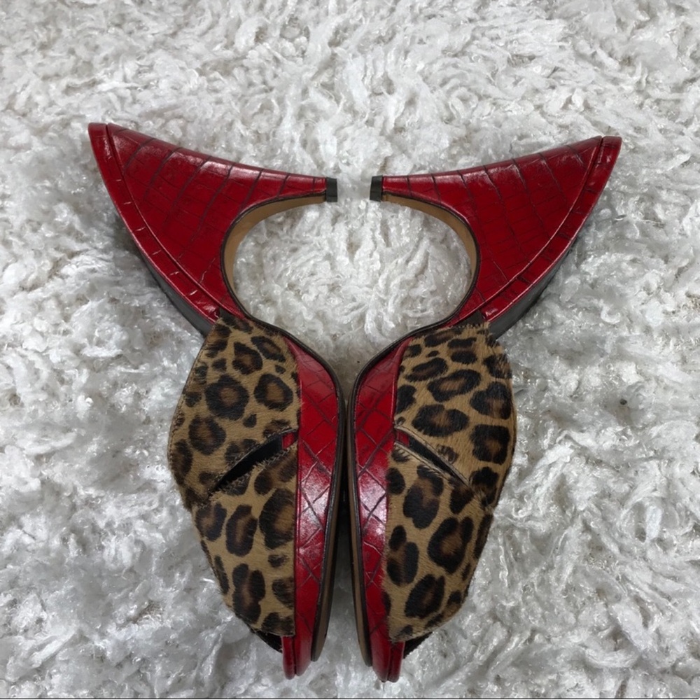 Donald J. Pliner Couture Vintage All Leather Leopard pin up heels - Picture 3 of 15